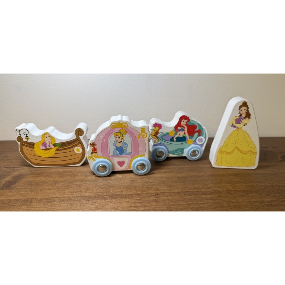 Melissa & Doug Disney Princess Wooden Figures Cinderella Ariel Belle Set